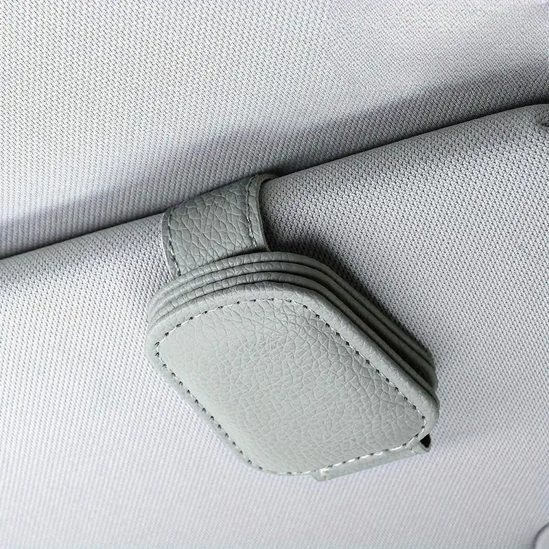 Magnetic Leather Car Sunglasses Holder Visor Clip Hanger Car Visor Organizer PLUSH A4