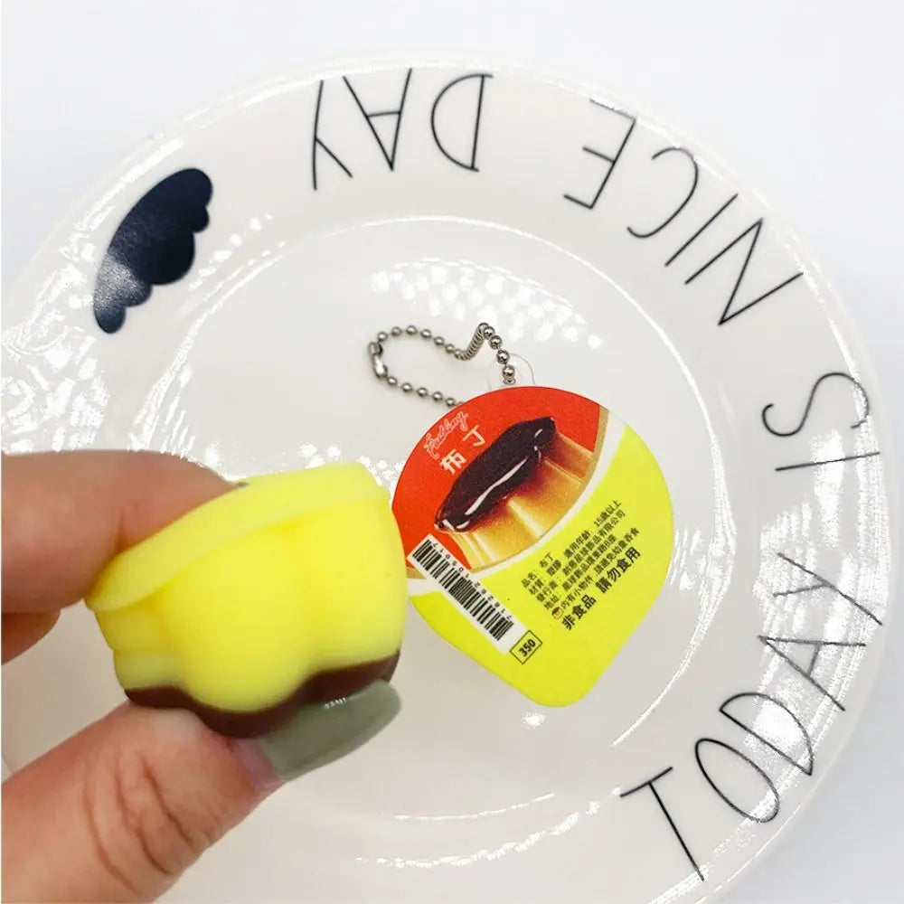 Squeeze Pudding Keychain – Squishy Slow Rebound Food Keyring Novelty Keychain PLUSH Style 1