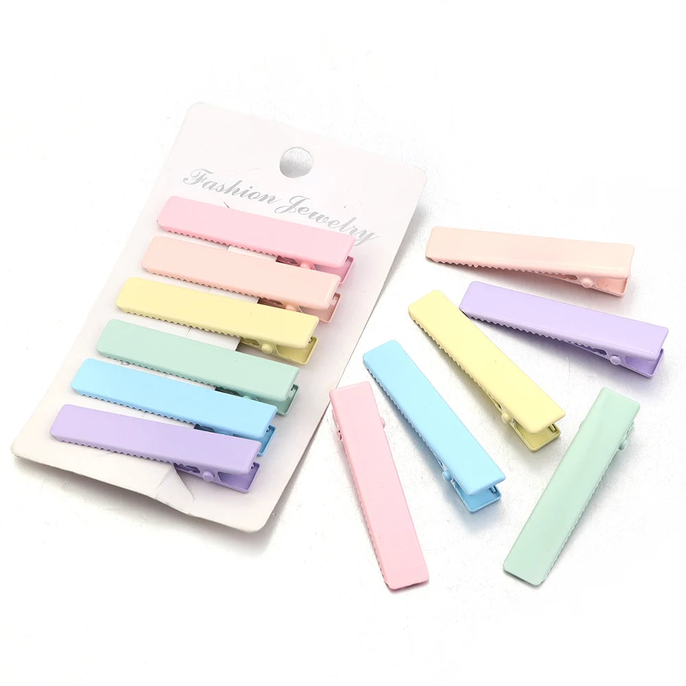 10pcs Macaroon Metal Square Hair Clips 4.8cm DIY Barrette Base Hair Clip Barrettes PLUSH