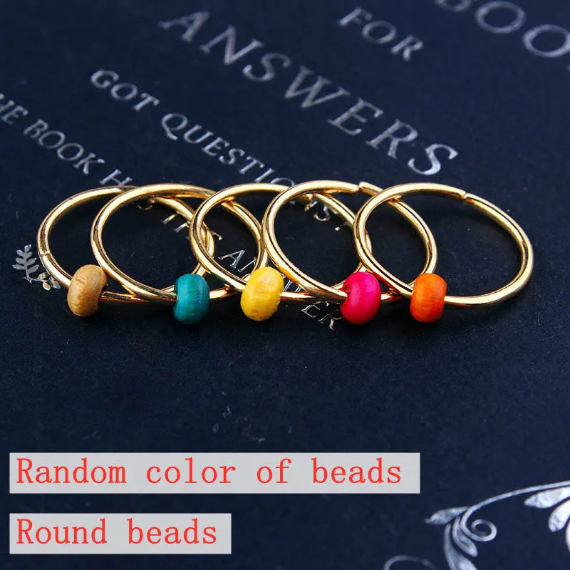 5-Piece Colorful Dreadlock Beads – Wooden Hair Rings & Cuffs