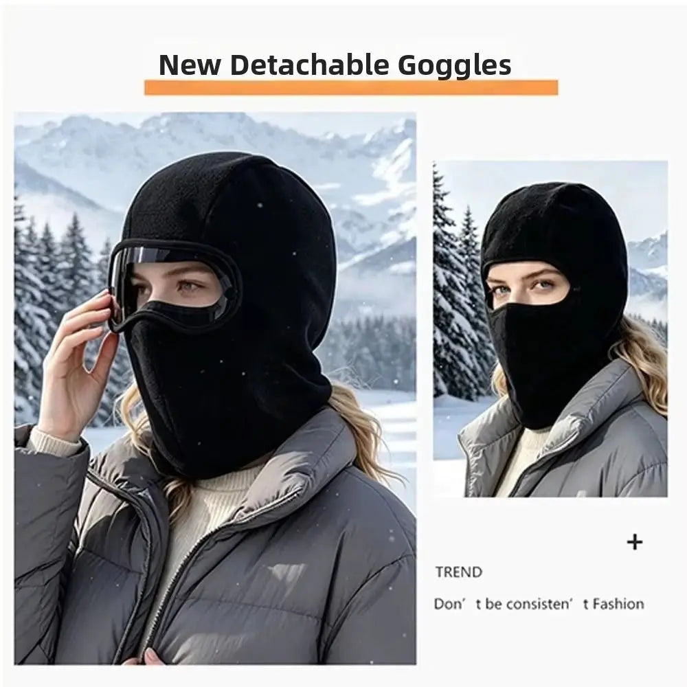 Windproof Fleece Balaclava with Clear Eye Shield | Winter Hood Fleece Balaclava Hood PLUSH