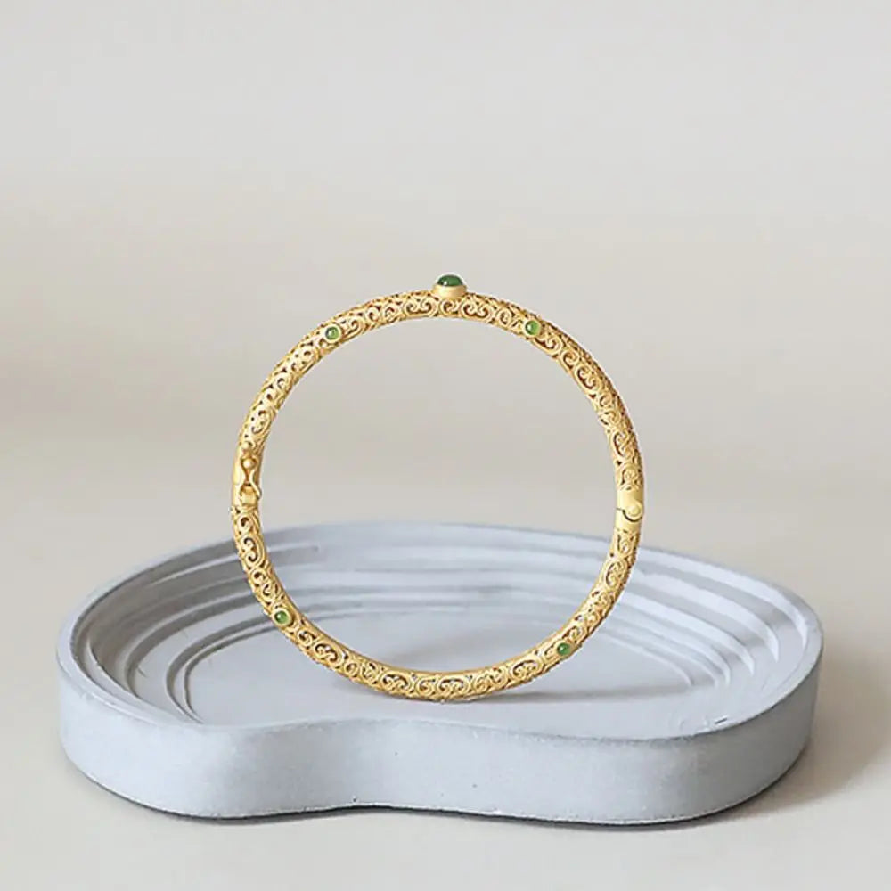 Hollow Cloud Carved Bangle Bracelet – Gold & Silver Unisex Carved Bangle Bracelet PLUSH