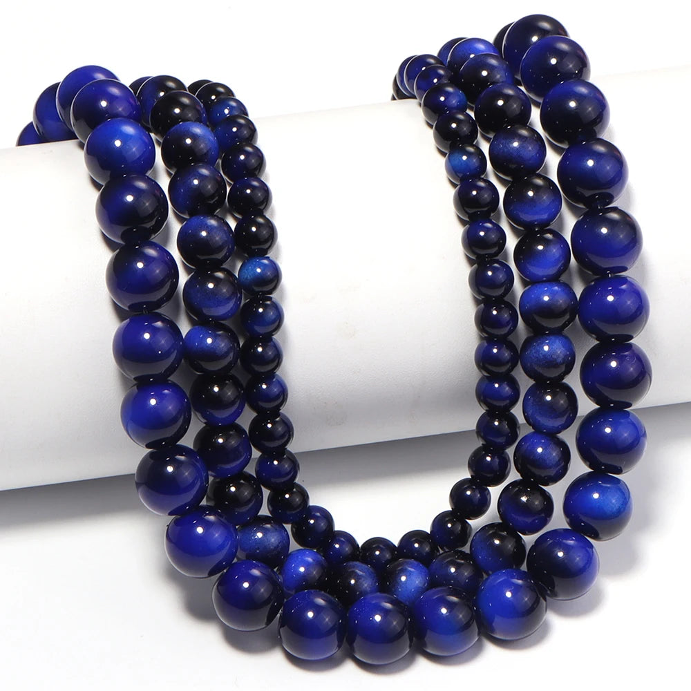Royal Blue Tiger Eye Glass Spacer Beads 6/8/10mm – DIY Jewelry Glass Spacer Beads PLUSH