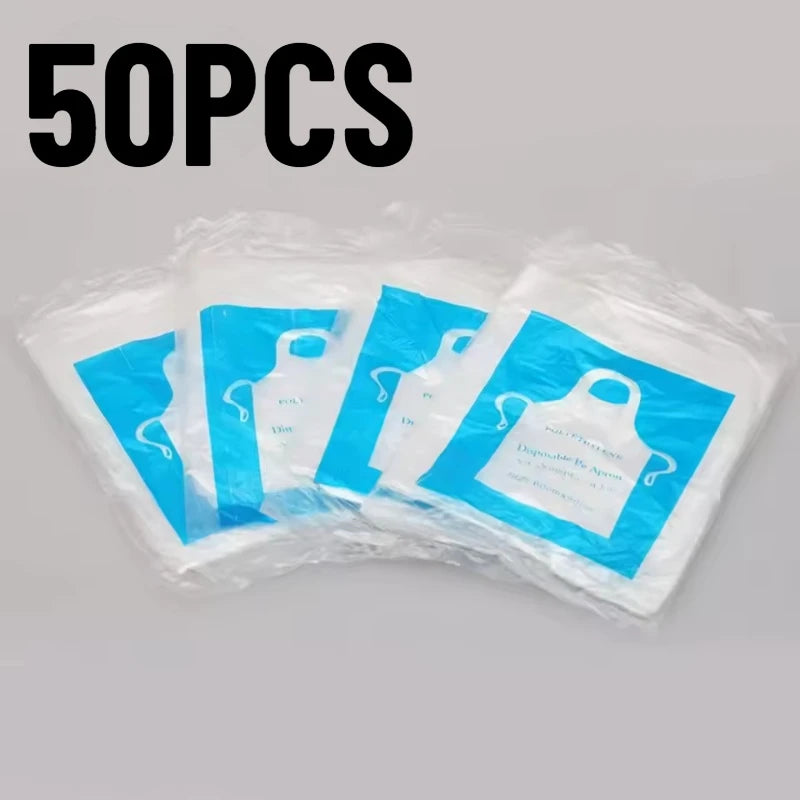 50/100pcs Disposable Transparent PE Aprons – Waterproof Disposable Apron PLUSH 50PCS 95x60cm