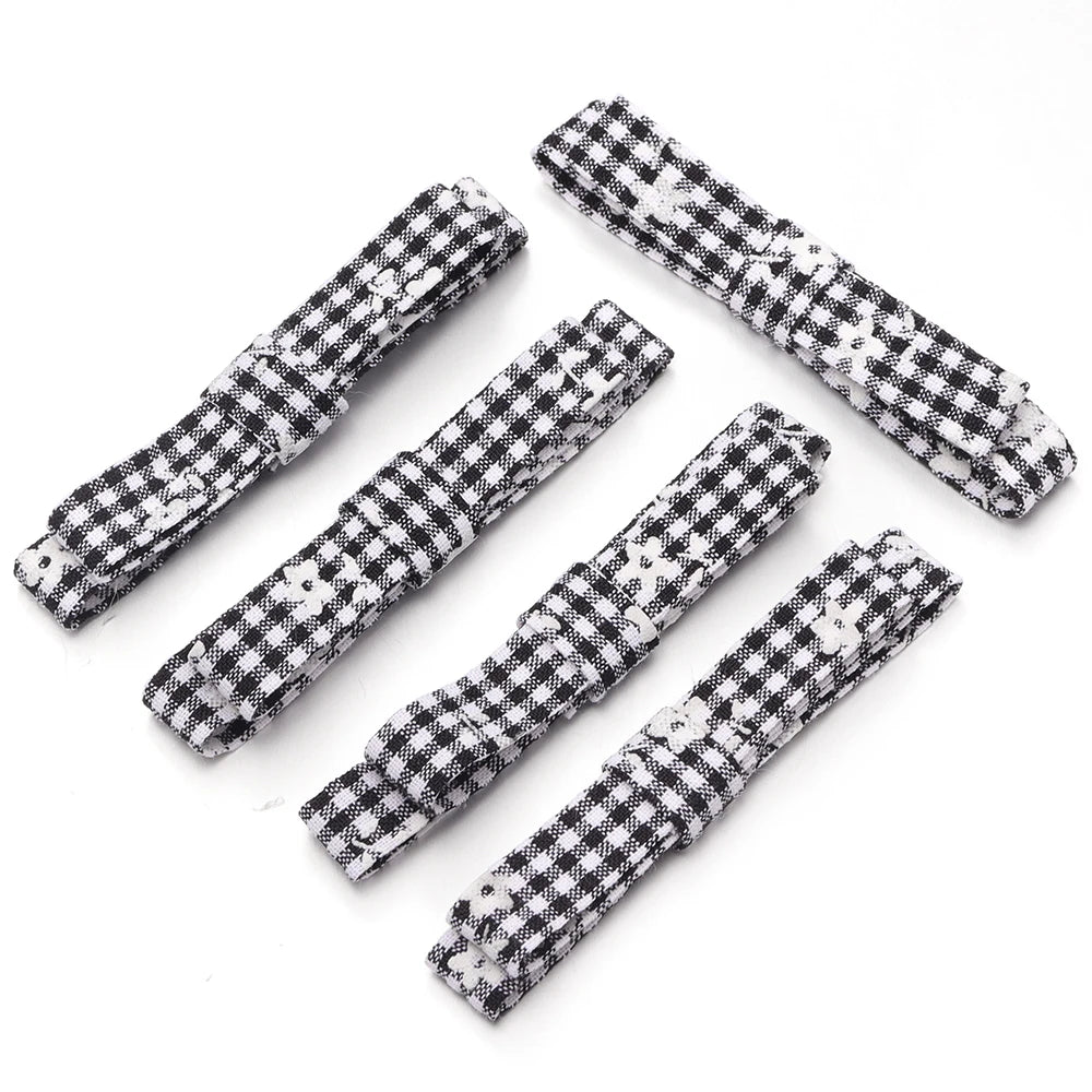 5pcs Plaid Floral Polyester Bowknots – DIY Hair & Craft Decor DIY Hair Bow PLUSH black