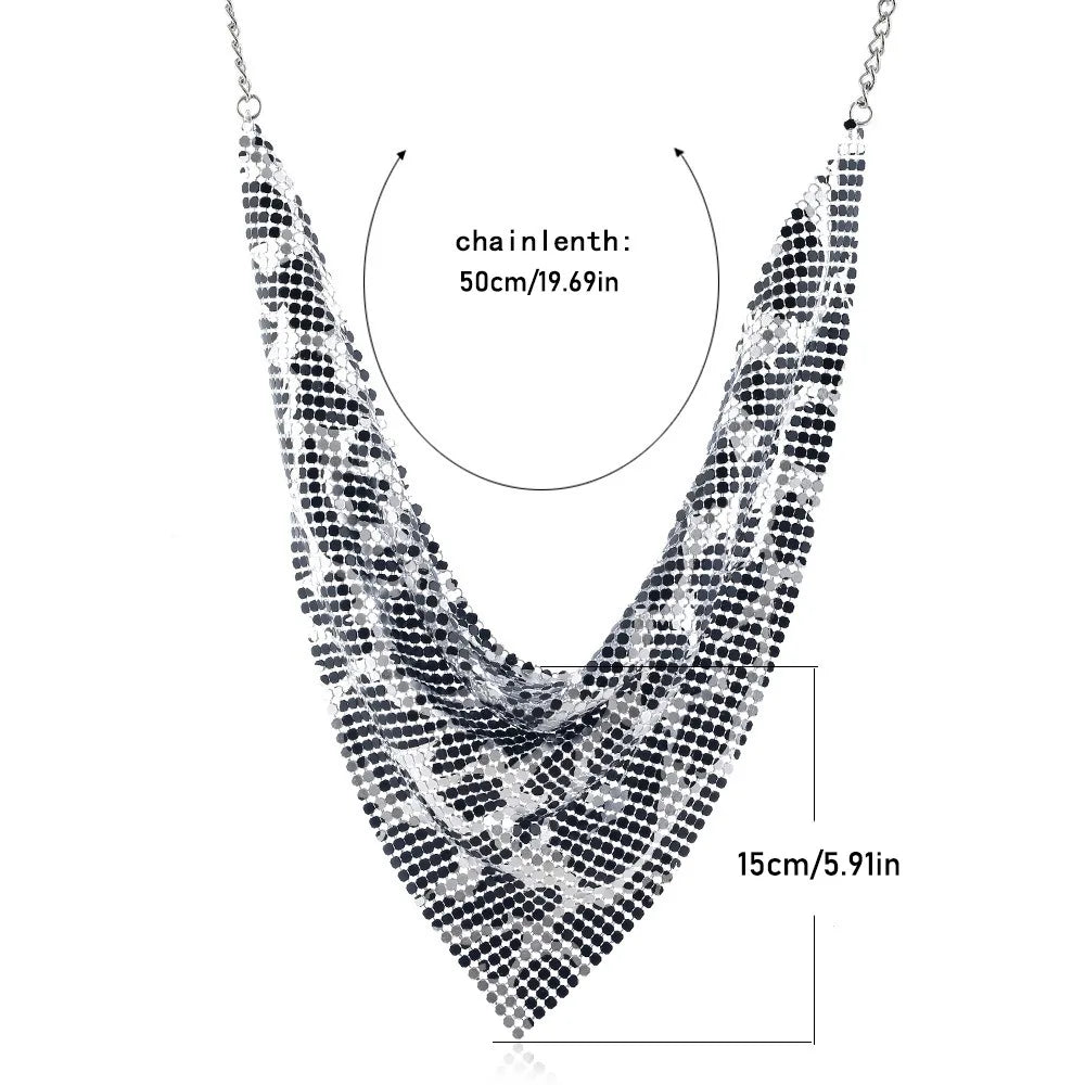 Vintage Metal Chain Choker – Leopard Print & Sequin Necklace Chain Choker Necklace PLUSH