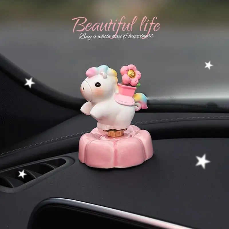 Lucky Rocking Pony Car Dashboard Ornament | Cute Horse Figurine Dashboard Figurine PLUSH A1