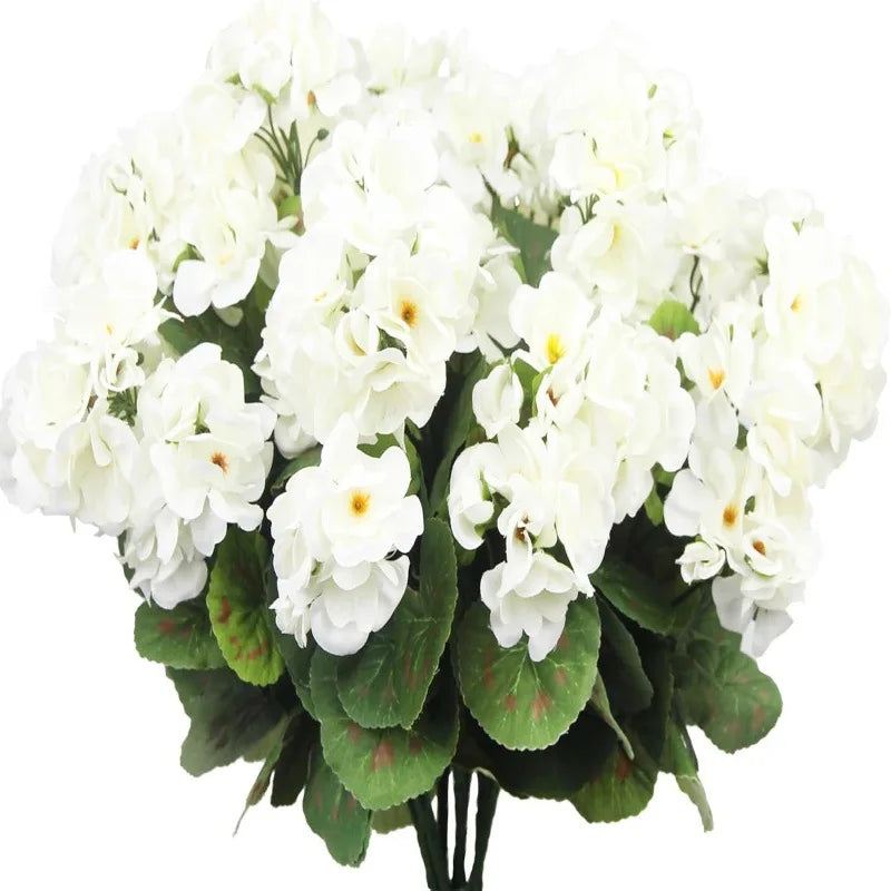 Violet Artificial Silk Flowers – Begonia Geranium Home Decor Artificial Silk Flowers PLUSH White 10PCS
