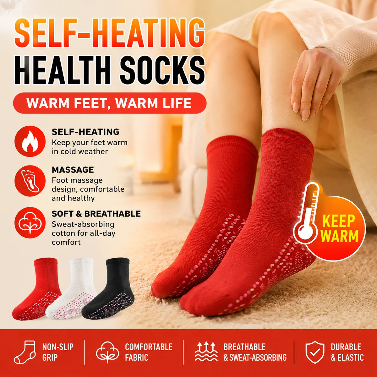 Tourmaline Self-Heating Mid-Calf Socks – Warm Women's Socks Thermal Knit Socks PLUSH