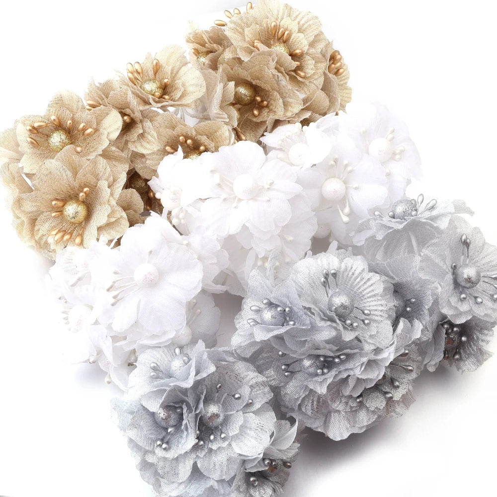 6pcs Fabric Camellia Artificial Flowers – DIY Hair & Decor Artificial Craft Flowers PLUSH