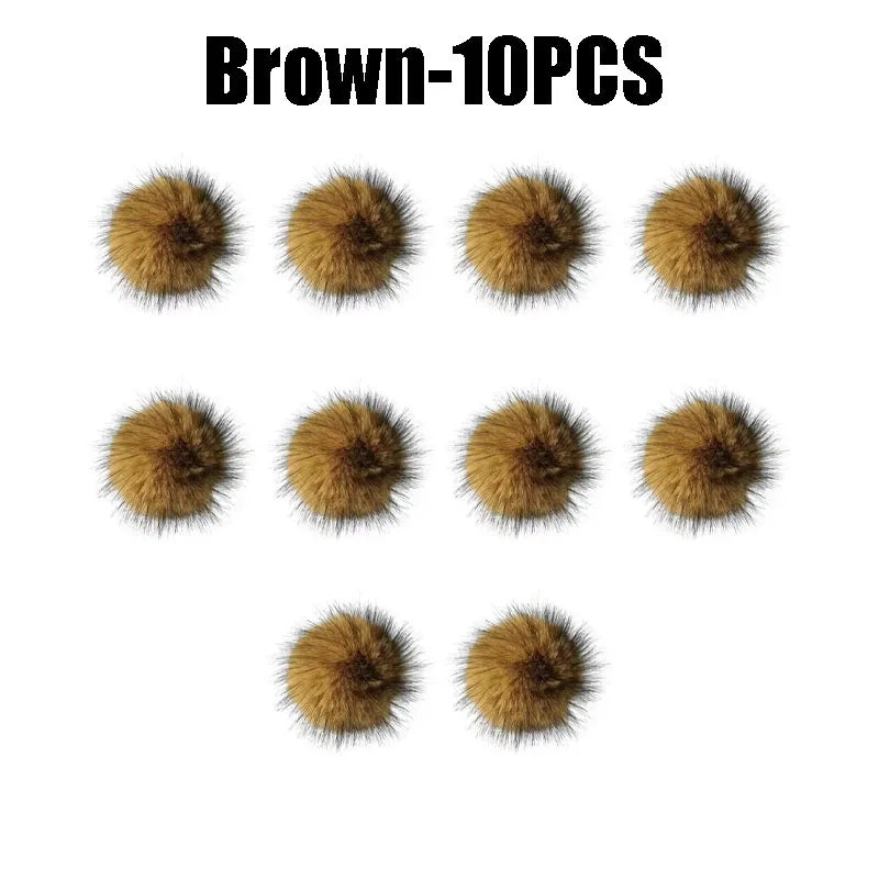 Rabbit Fur Cat Toy Ball – Silent Interactive Indoor Cat Toy Cat Toy Ball PLUSH Brown 10PCS