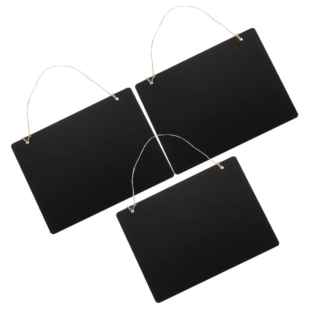 3-Pack Double-Sided Wooden Chalkboard Signs with Jute Rope Chalkboard Hanging Sign PLUSH Default Title