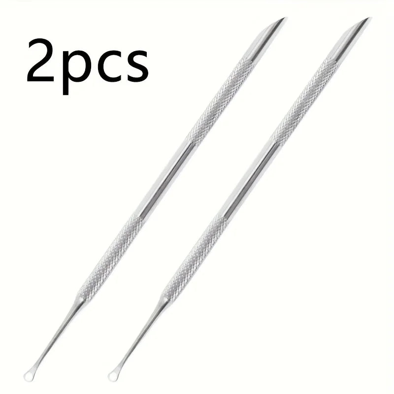 2pcs Stainless Steel Cuticle Pusher & Nail Trimmer Set Nail Care Tool PLUSH