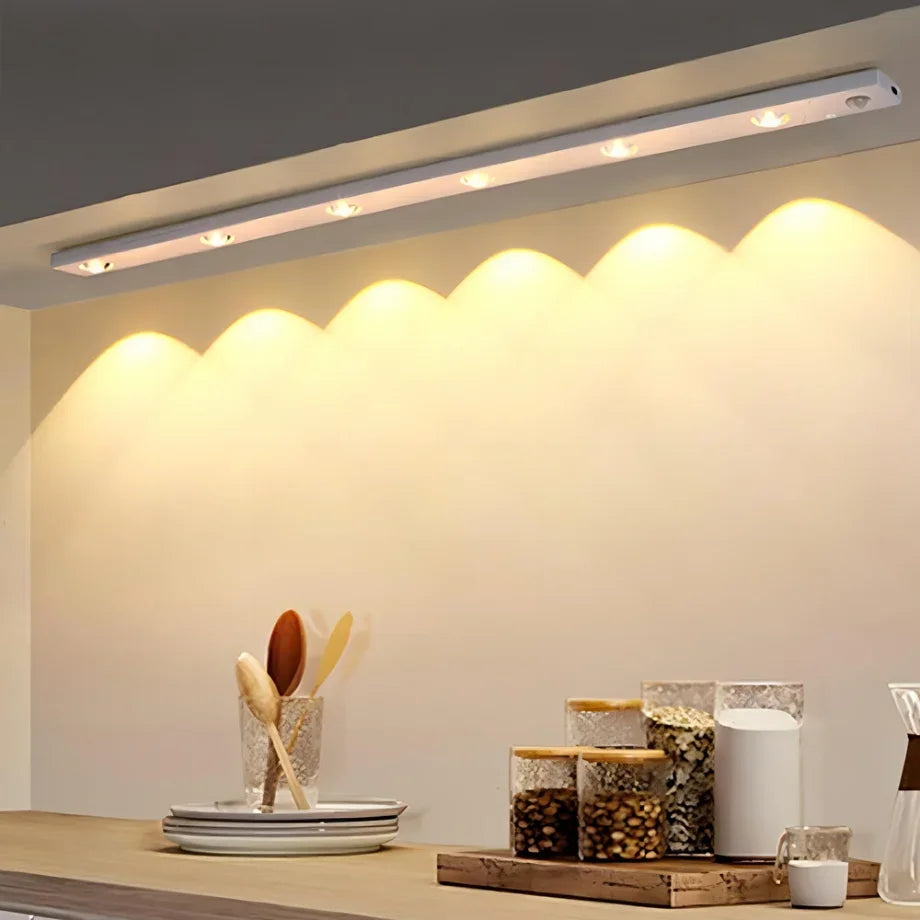 Rechargeable LED Under Cabinet Light w/ Motion Sensor – GGBEE LED Cabinet Light PLUSH White body 3 colors in one Lamp 50CM|Stepless Dimming