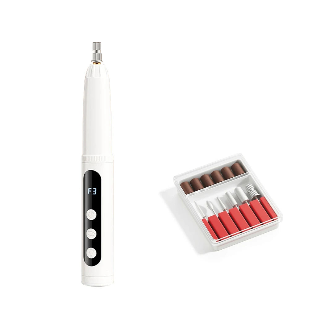PEICON 2-in-1 Electric Nail Drill & UV LED Lamp | 6 Bits Electric Nail Drill PLUSH White USB Type-C