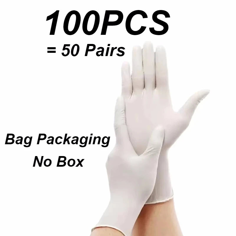 Disposable Nitrile Gloves 50/100pcs – Black White Blue S-XL Disposable Nitrile Gloves PLUSH White-100PCS M