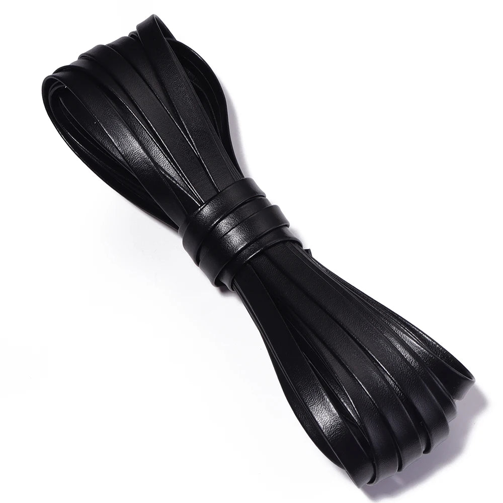 10 Yards Foldable PU Leather Cord Trim Binding Tape – DIY Craft Leather Craft Trim PLUSH black 8mm