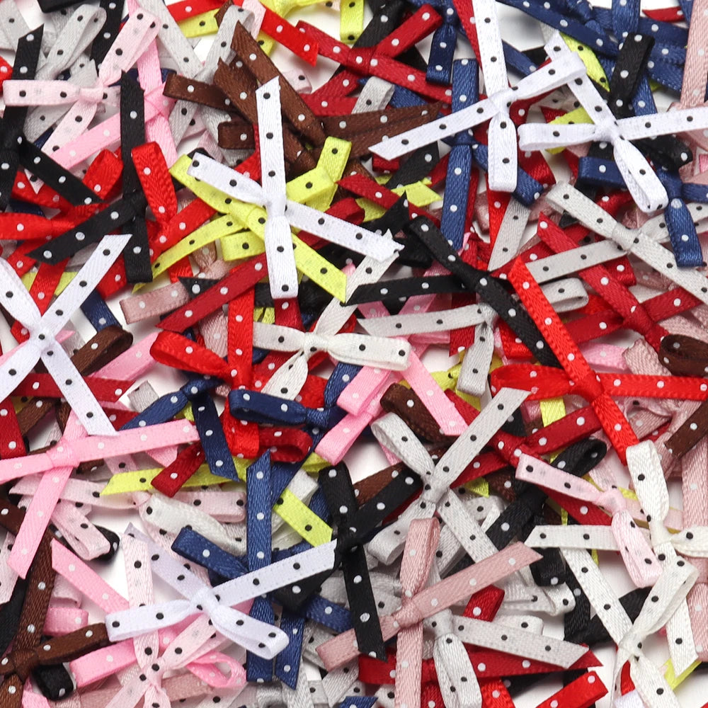 50pcs Polka Dot Ribbon Bows – DIY Gift Wrapping & Hair Decor Ribbon Bows PLUSH
