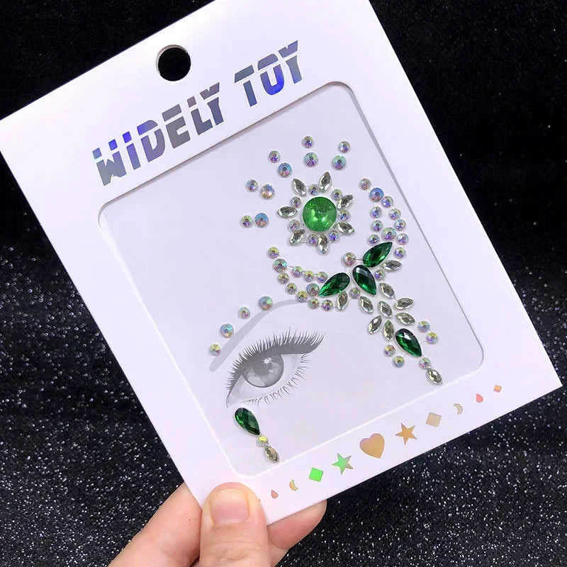 Crystal Face Gems Rhinestone Temporary Tattoo Stickers Face Gem Stickers PLUSH B5