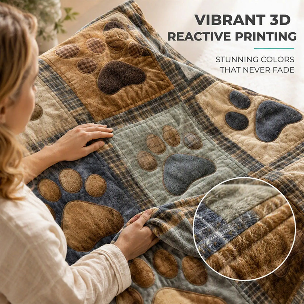 Flannel Paw Print Throw Blanket – Soft Multicolor Home Decor Flannel Throw Blanket PLUSH