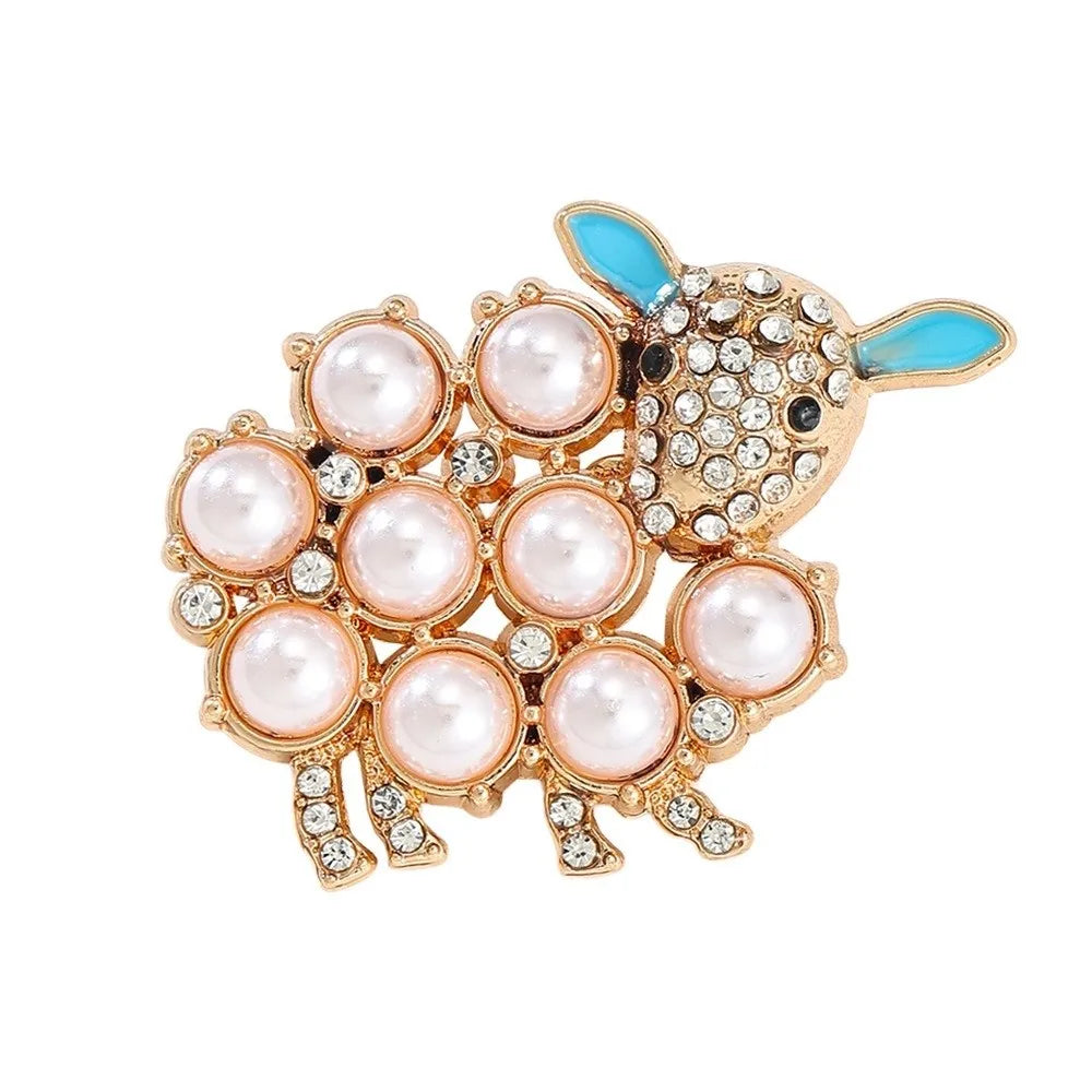 Vintage Zodiac Sheep Enamel Brooch | Rhinestone Lamb Lapel Pin Enamel Brooch PLUSH Style F