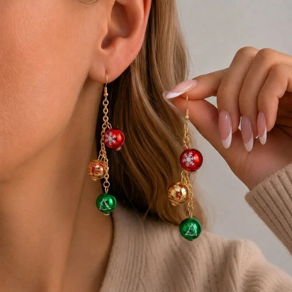 Rhinestone Snowflake Christmas Drop Earrings | Festive Dangle Christmas Drop Earrings PLUSH