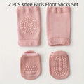 Baby Anti-Slip Floor Socks & Knee Pads Set – 2pcs Toddler Baby Floor Socks PLUSH Pink 2 pcs M 1 to 3 years