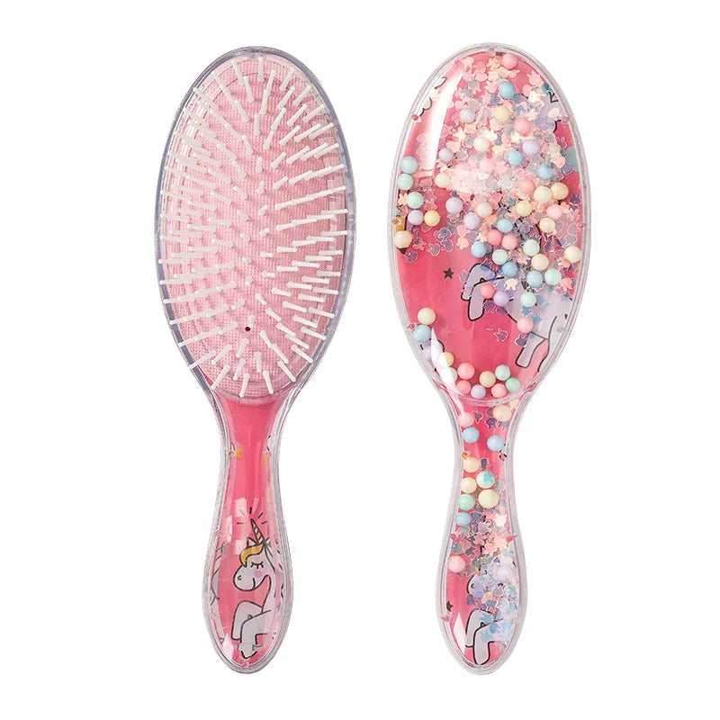Unicorn Hair Brush – Anti-Static Detangling Massage Comb Detangling Hair Brush PLUSH Round red