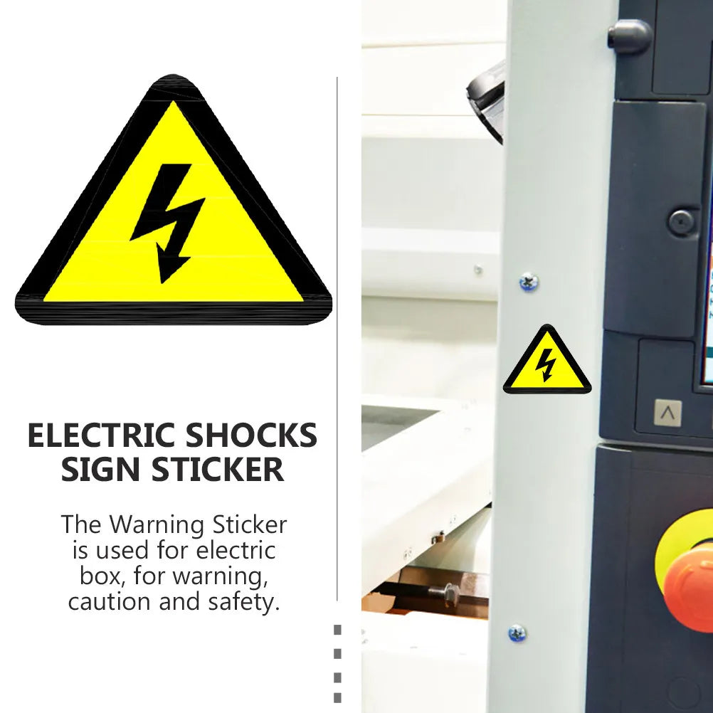 50pcs High Voltage Warning Stickers – Yellow Triangle Labels Electrical Warning Labels PLUSH