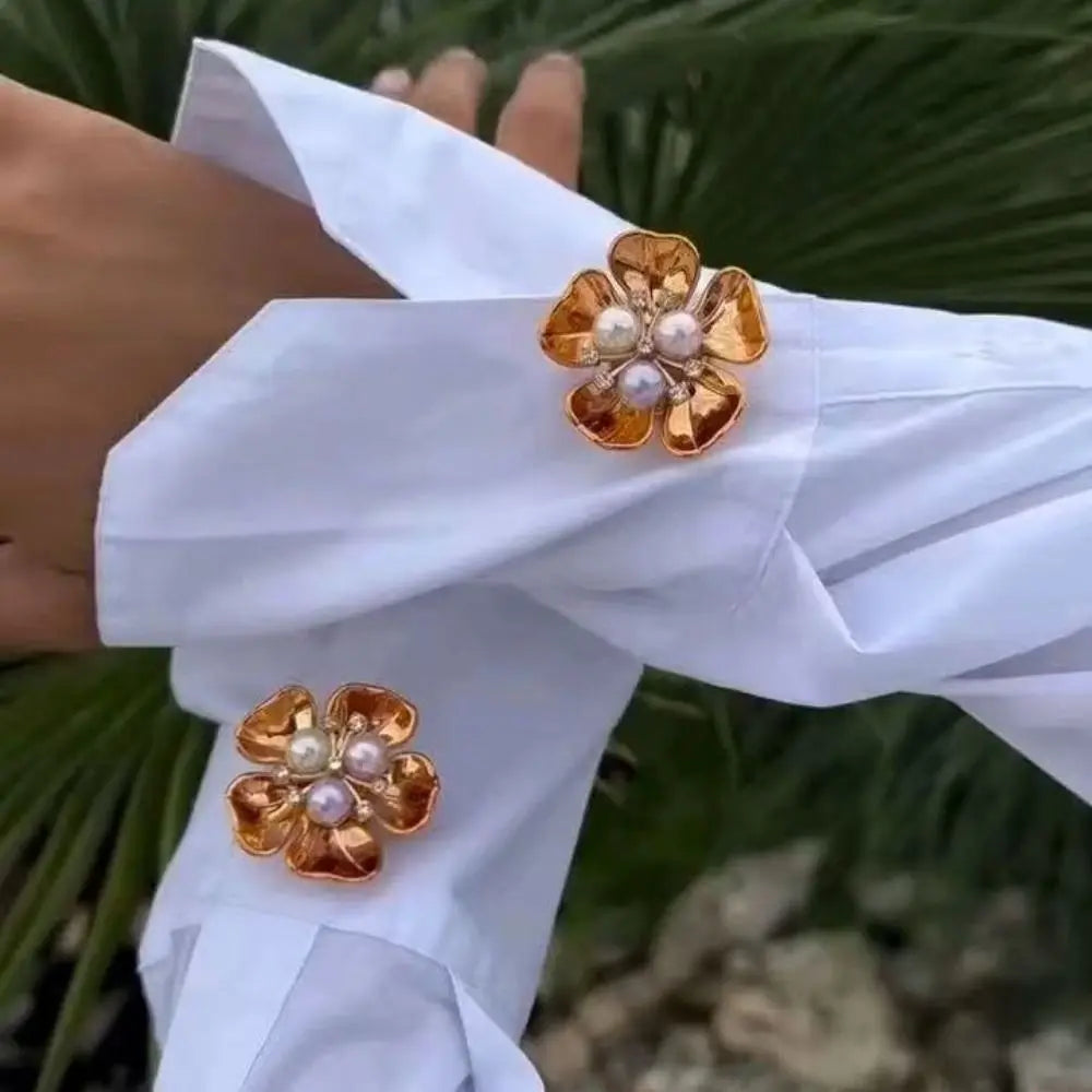Floral Rhinestone Collar Buttons – No-Sew Detachable Pearl Beaded Decorative Collar Buttons PLUSH