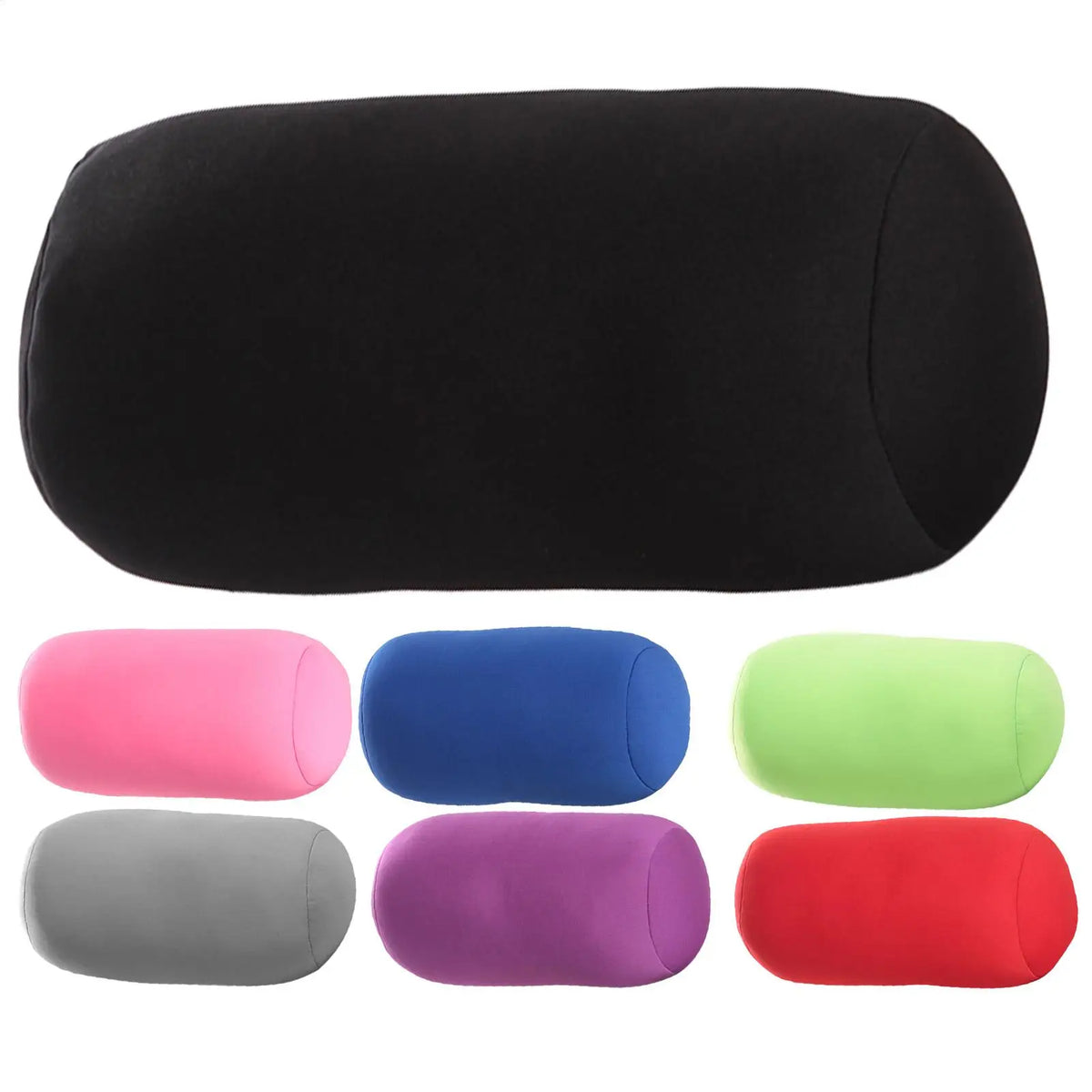 Microbead Cylindrical Roll Pillow – Soft Travel & Neck Support Microbead Roll Pillow PLUSH