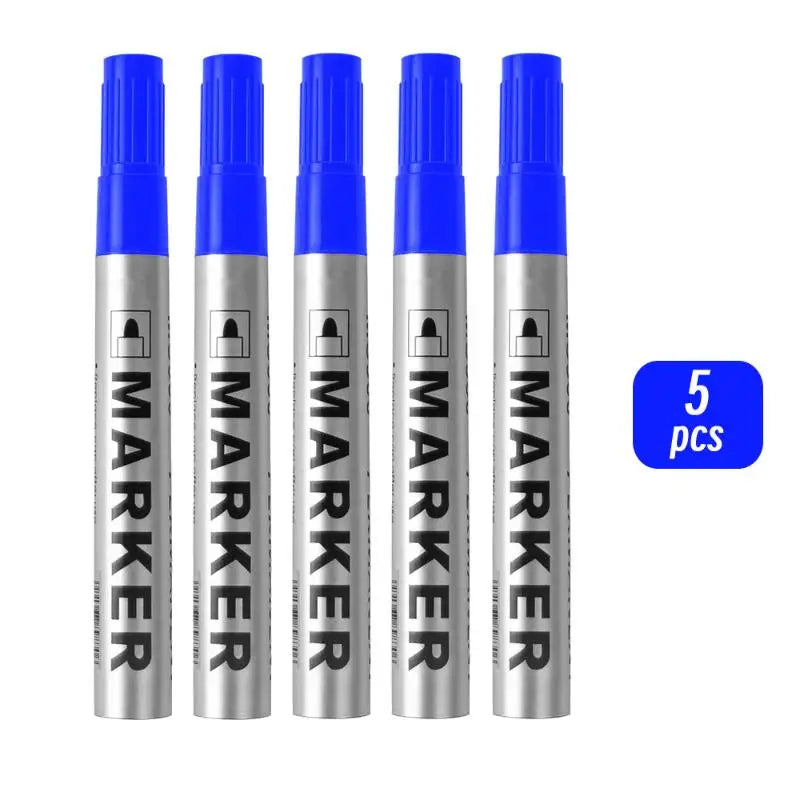 5pcs Permanent Paint Markers 2mm Waterproof Oil-Based Black Pens Permanent Marker Set PLUSH Blue