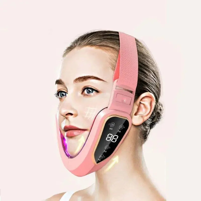 LED Photon Therapy Facial Massager – V-Face Lifting Device Facial Massager Device PLUSH Pink