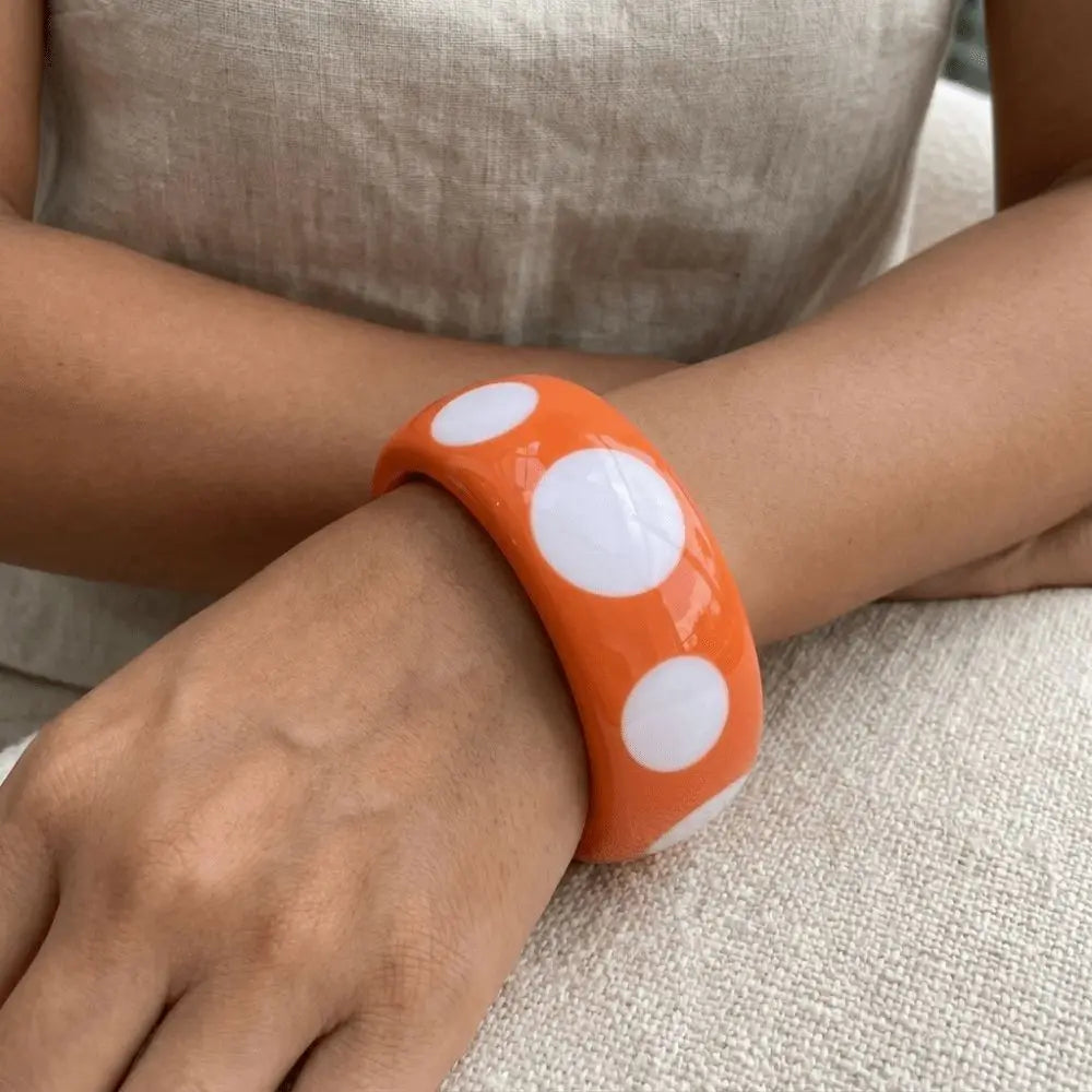 Vintage Resin Polka Dot Bangle – Punk Stackable Cuff Bracelet Cuff Bangle Bracelet PLUSH