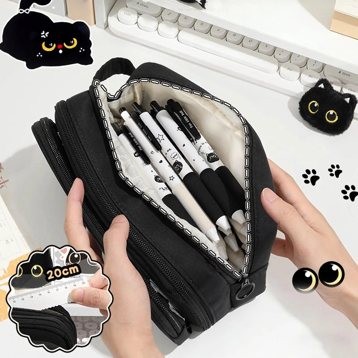 Cute Cat Pencil Case Large Capacity Stationery Set for School Pencil Case Set PLUSH