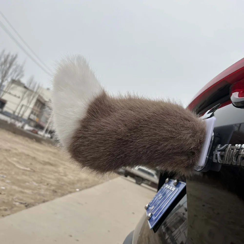 Electric Moving Cosplay Tail – Remote Control, USB Rechargeable Fur Cosplay Costume Tail PLUSH brown white Option 1