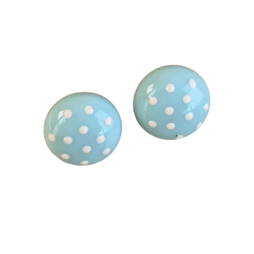 French Polka Dot Flower Stud Earrings – Minimalist Women Stud Earrings PLUSH Style F