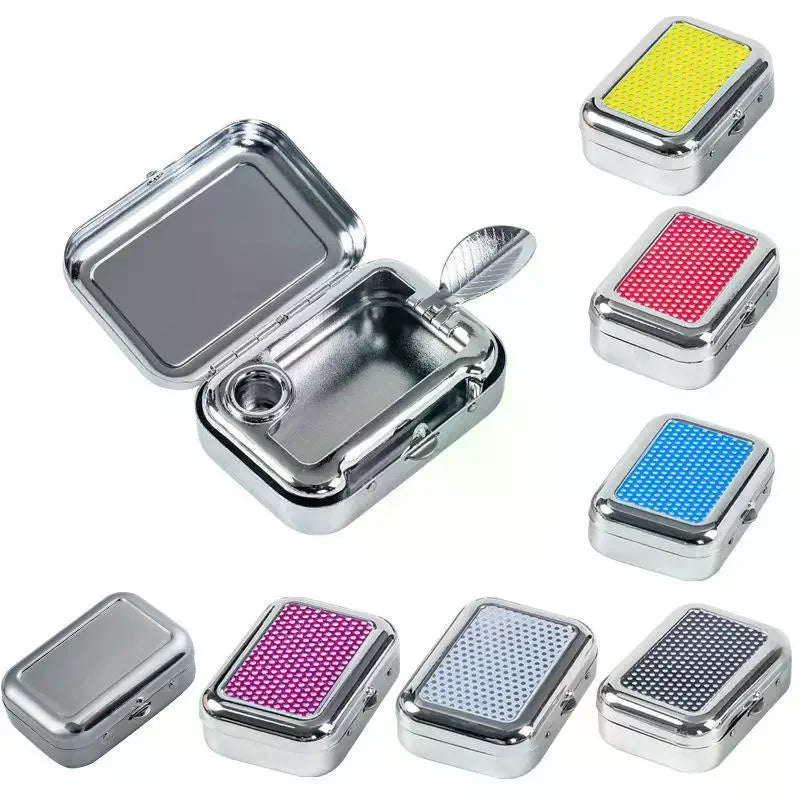 Stainless Steel Pocket Ashtray | Sealed Lid Windproof Travel Portable Pocket Ashtray PLUSH
