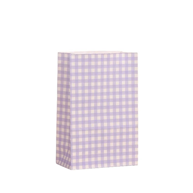 Colorful Checkered Kraft Paper Gift Bags 10/20pcs | Party Favors Party Gift Bags PLUSH Purple 20PCS