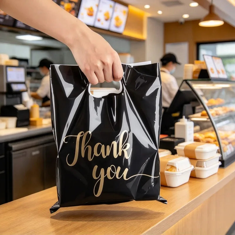 Black Thank You Gift Bags with Handles – 10/30/50pcs Pack Gift Bags PLUSH
