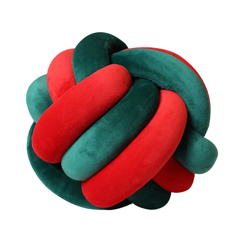 Handmade Dual-Tone Knotted Ball Pillow – Soft Fluffy Cushion Decorative Cushion PLUSH