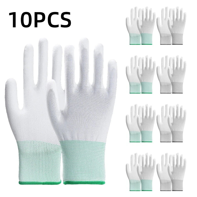 White Nylon Coated Work Gloves – Reusable 10/20PCS Work Gloves PLUSH 10PCS XL