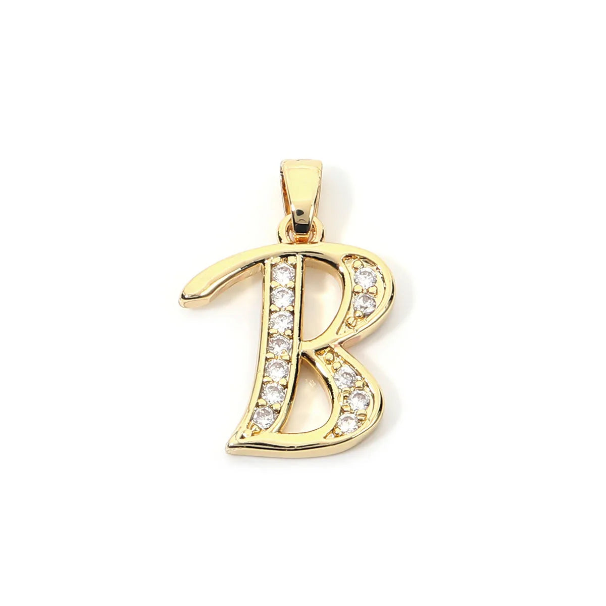 Metal A-Z Zircon Initial Letter Charm Pendant – DIY Jewelry Initial Letter Charm PLUSH B 14X16mm