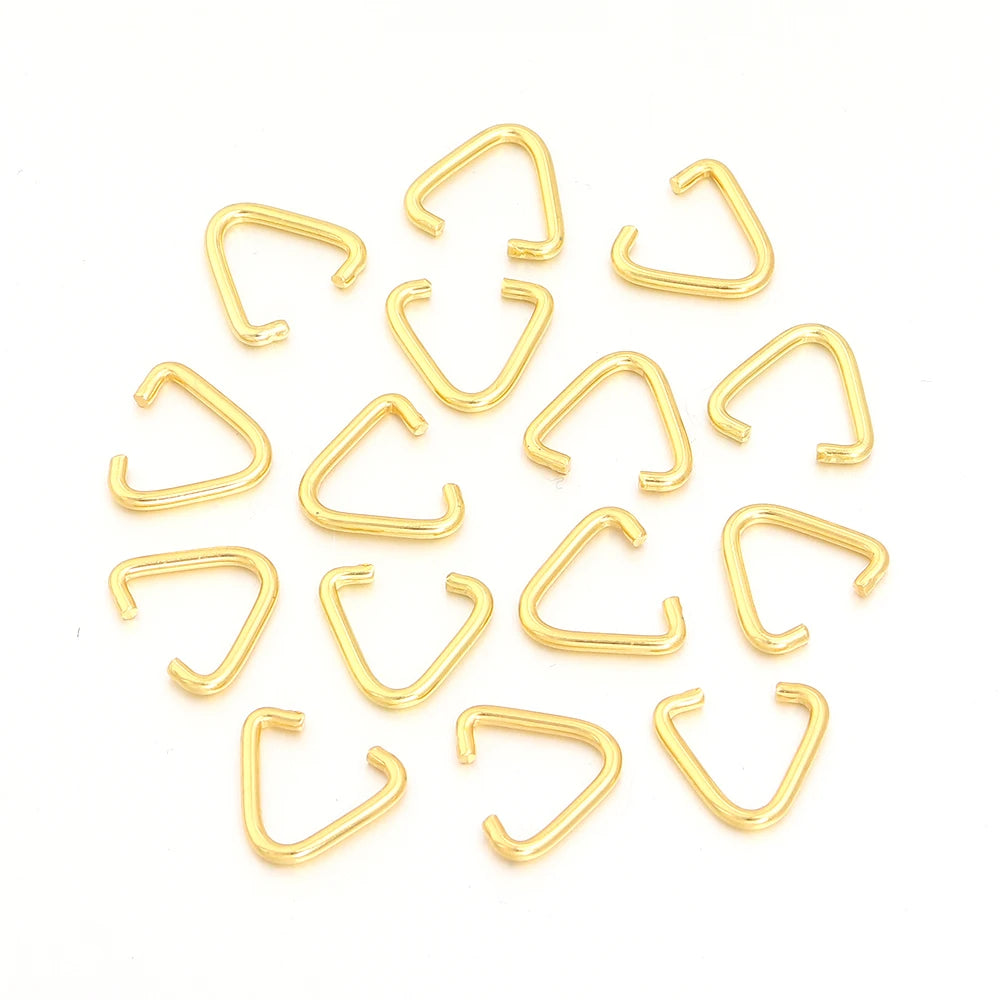 Triangle Jump Rings Gold Metal Split Rings – 50-100pcs DIY Jewelry Jump Rings PLUSH 14x14mm 50pcs