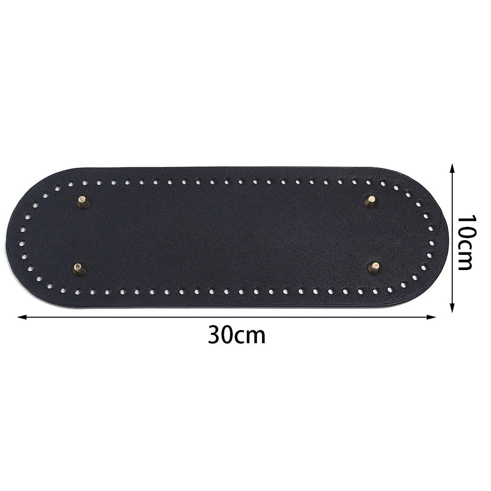PU Leather Bag Base with Rivets – DIY Handbag Bottom Pad Bag Making Accessory PLUSH black 10X30cm