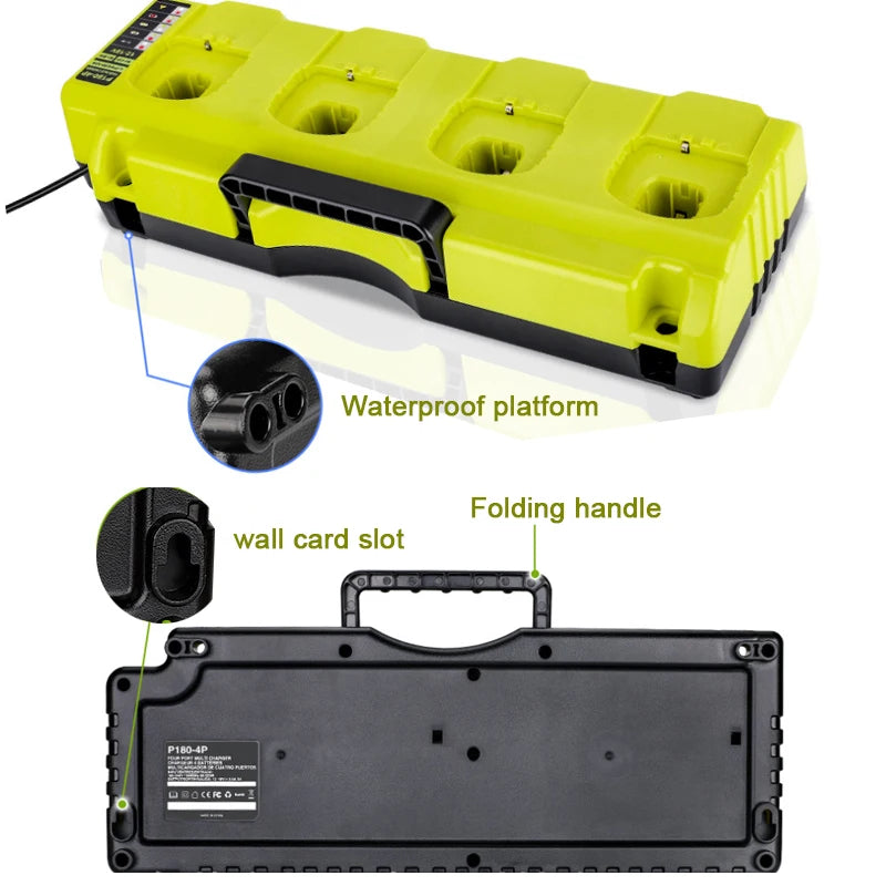 ZWINCKY 4-Port 3A Fast Charger for Ryobi 12V–18V Batteries Battery Charger PLUSH