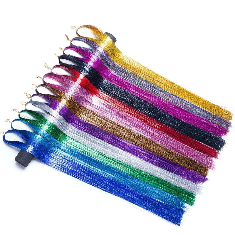 Sparkle Hair Tinsel Extensions 100cm – Colorful Braiding Dazzles Hair Tinsel Extension PLUSH