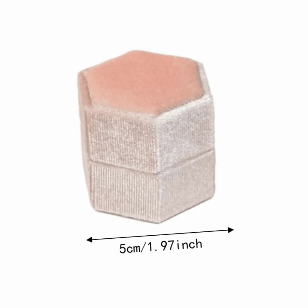 Velvet Hexagon Ring Box – Double Slot Jewelry Display Case Ring Display Box PLUSH