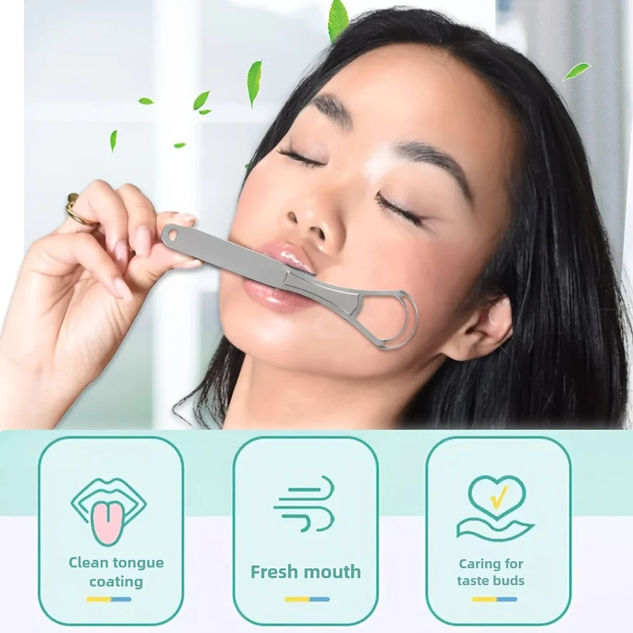 Double-Layer Tongue Cleaner & Stainless Steel Scraper Tongue Scraper PLUSH