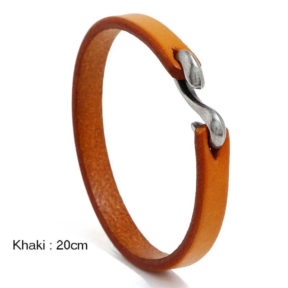 Punk Vintage Leather Link Bracelet for Men & Women | Gift Leather Bracelet PLUSH khaki-20CM